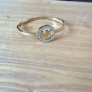 MK Gold Tone Bracelet with Crystal Pave